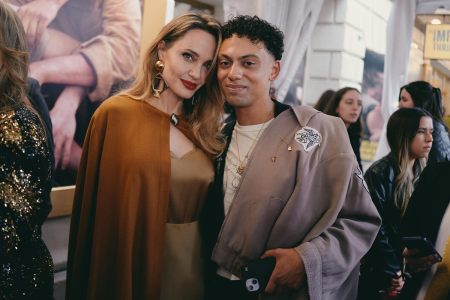 "The Outsiders" musical producer Angelina Jolie and Tony Award-nominated actor Sky Lakota-Lynch in their finest on opening night