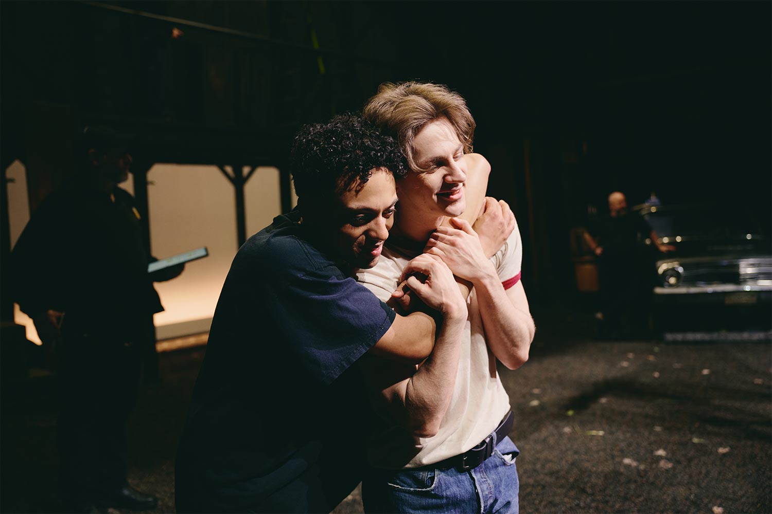 Sky Lakota-Lynch and Brody Grant during rehearsal for the Broadway musical "The Outsiders" 