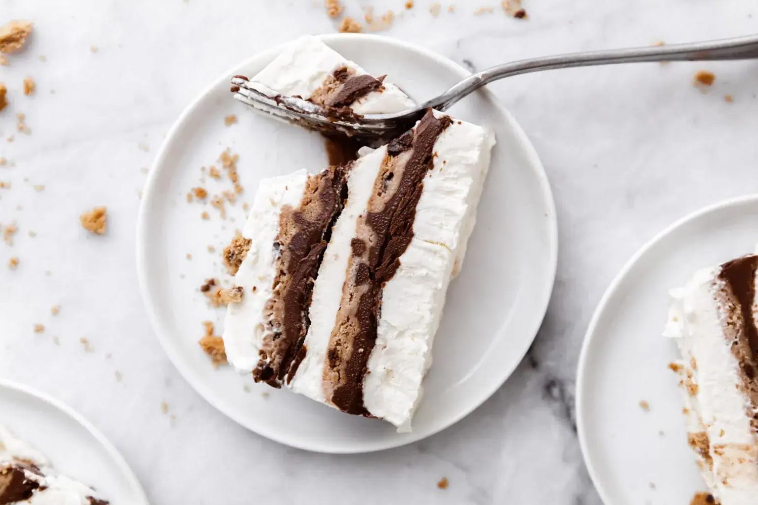 Layered cake slice on a plate