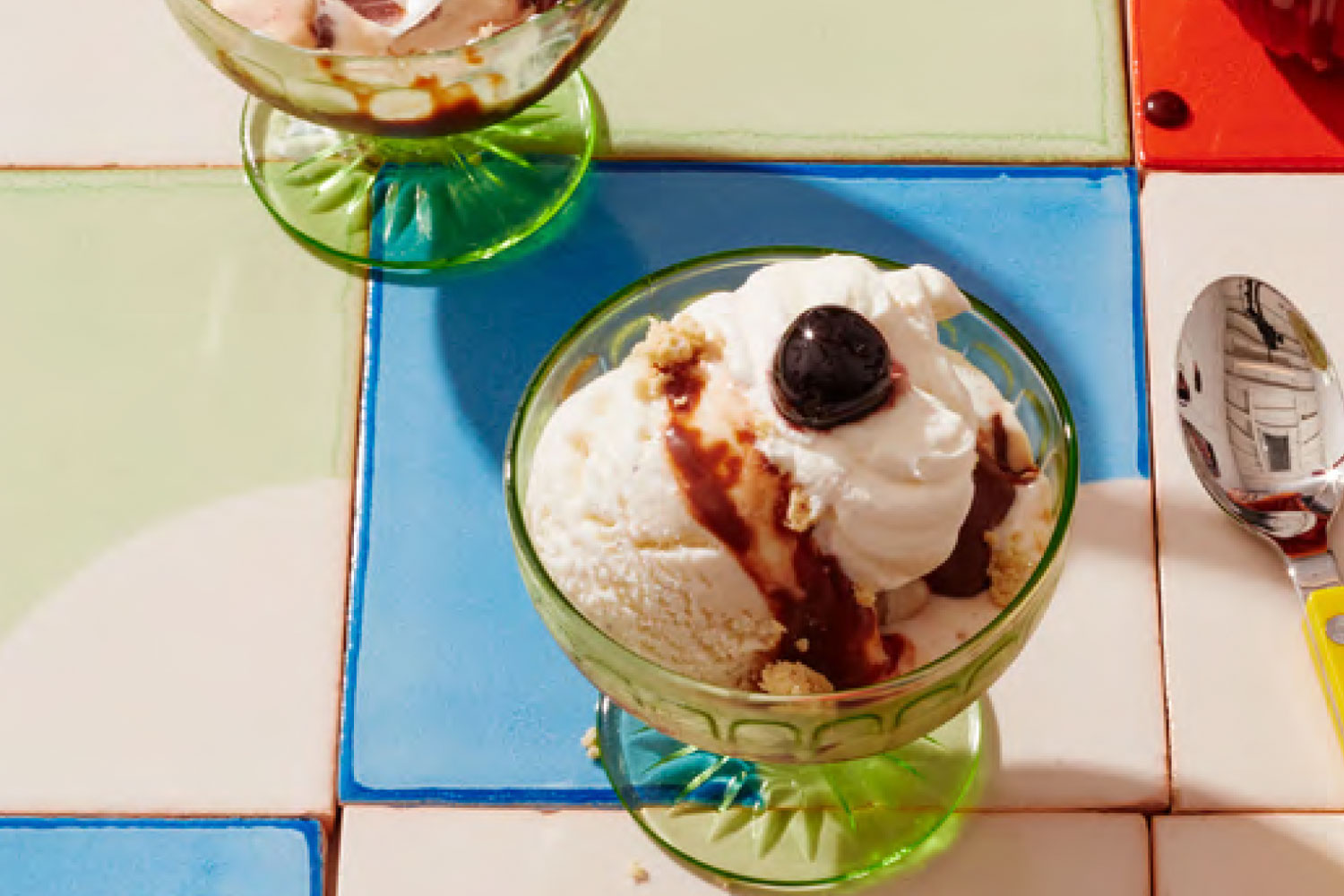 A tahini ice cream sundae in a dish