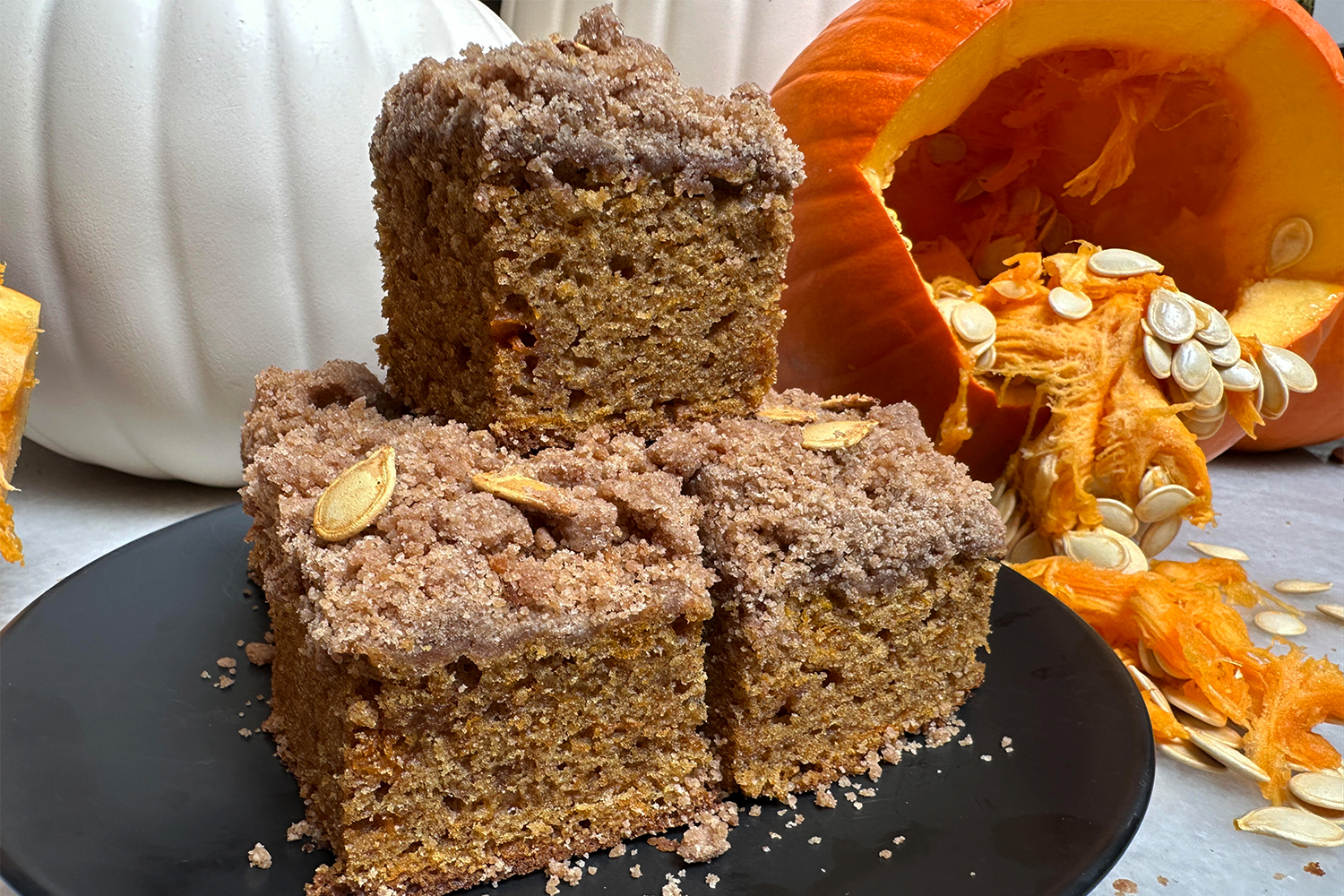 Stacks of pumpkin coffee cake